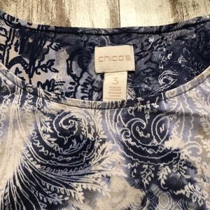 Chico’s blue and white long sleeve tee size 3